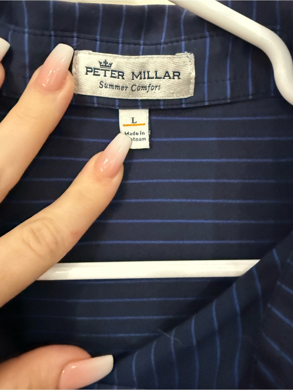 Peter Millar Summer Comfort K Club Golf Polo Mens L Blue Stripe Performance - Picture 3 of 4